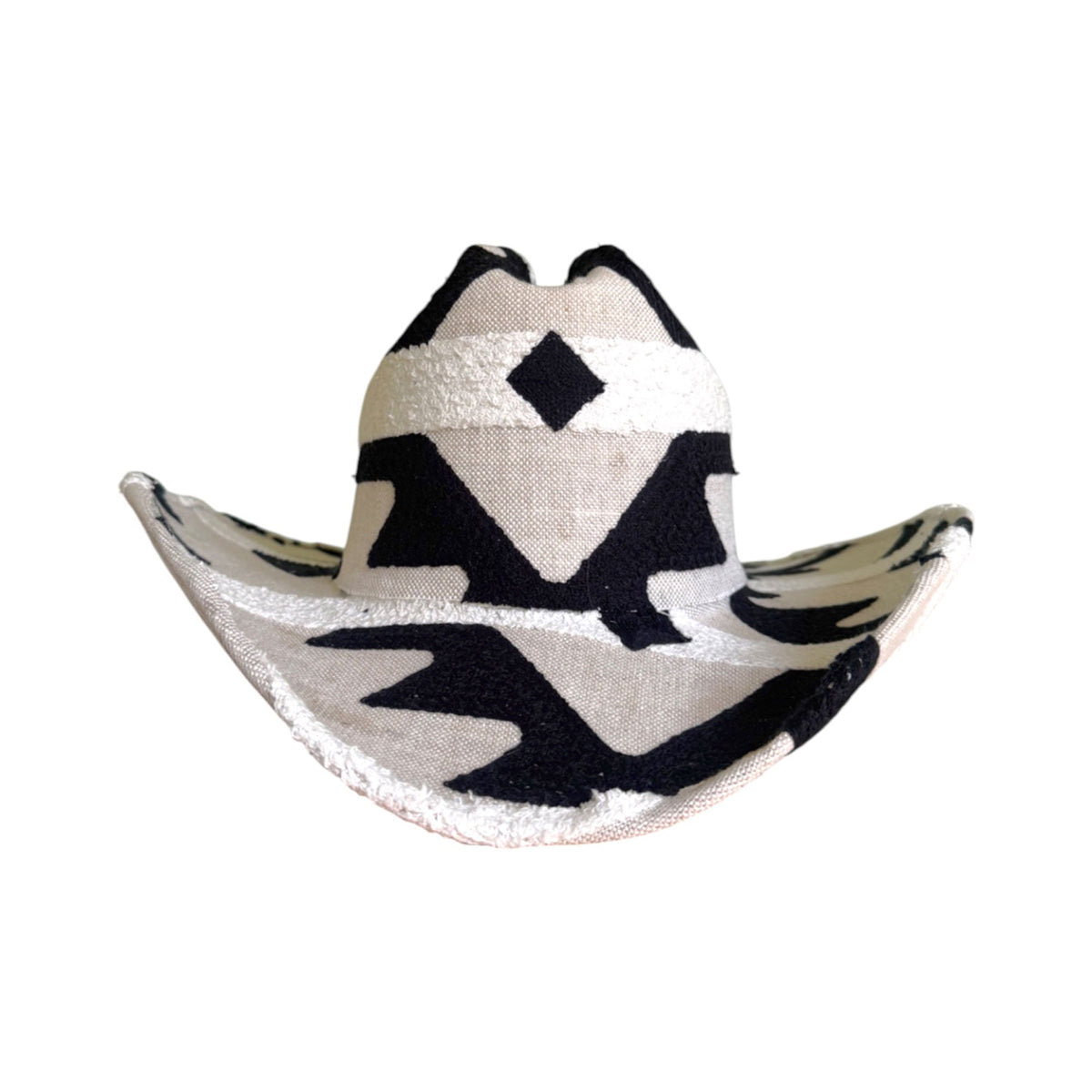 Lele Sadoughi HATS BLACK WHITE FABRIC COVERED COWBOY HAT