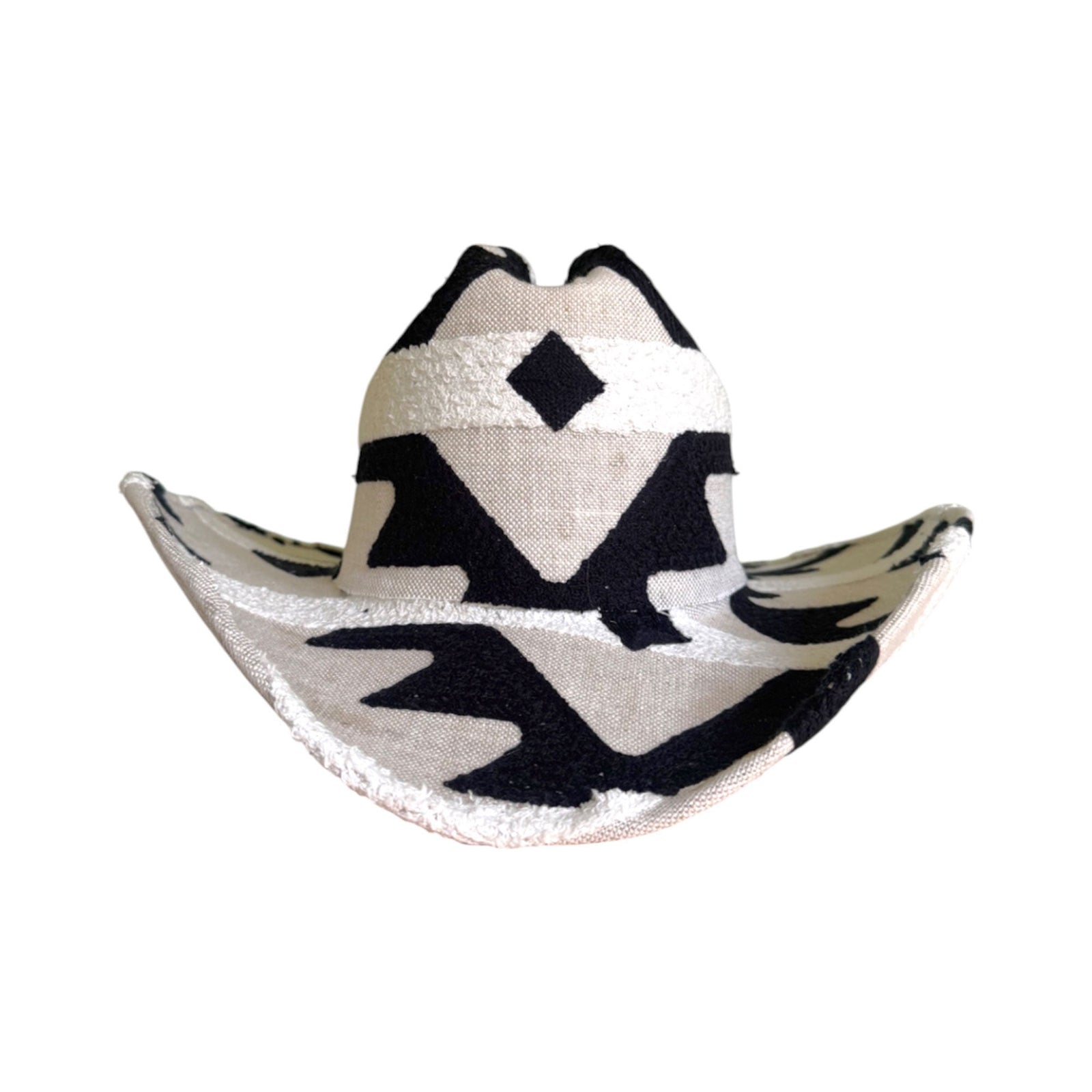 Lele Sadoughi HATS BLACK WHITE FABRIC COVERED COWBOY HAT