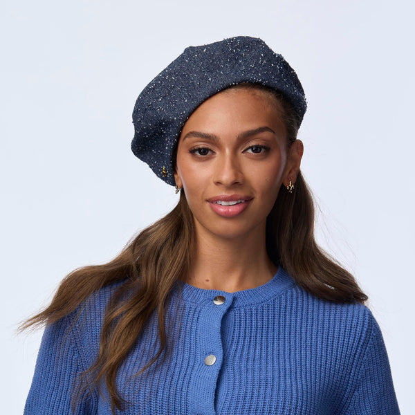 DOBBY DENIM BRIDGET PILL-BOX BERET - Lele Sadoughi
