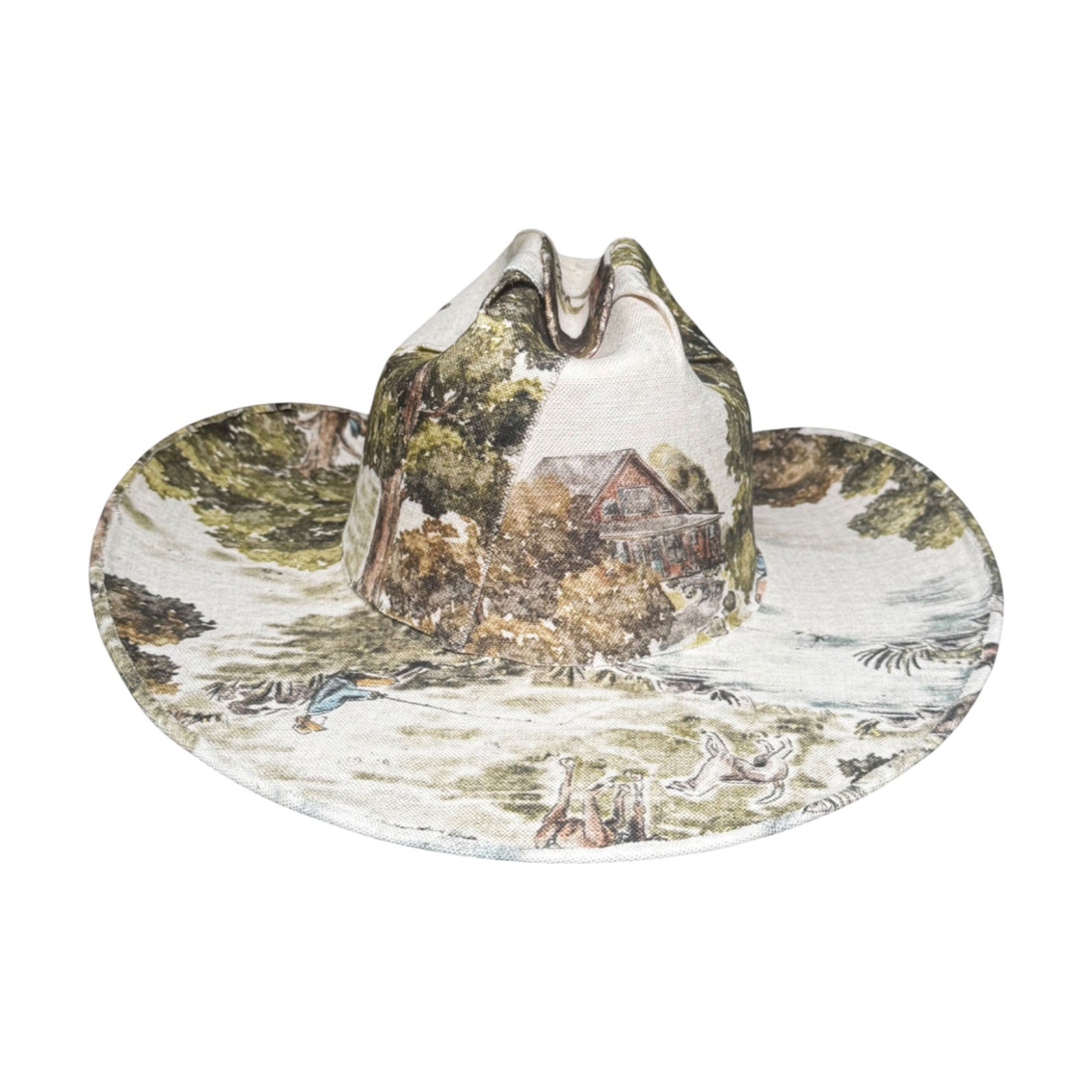 Lele Sadoughi HATS FOREST LANDSCAPE FABRIC COVERED COWBOY HAT
