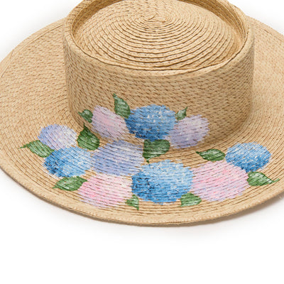 Lele Sadoughi HATS HAND PAINTED HYDRANGEA MICHELLE STRAW HAT