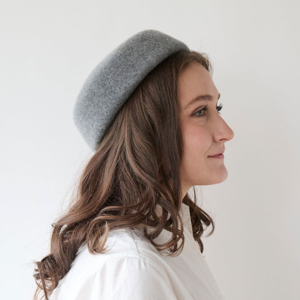 Lele Sadoughi HATS HEATHER GREY WOOL FELT PILLBOX HAT