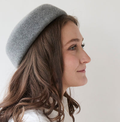 Lele Sadoughi HATS HEATHER GREY WOOL FELT PILLBOX HAT