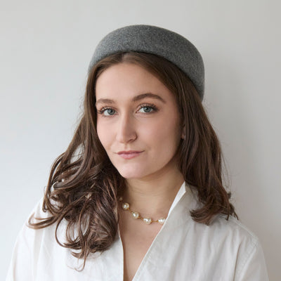 Lele Sadoughi HATS HEATHER GREY WOOL FELT PILLBOX HAT