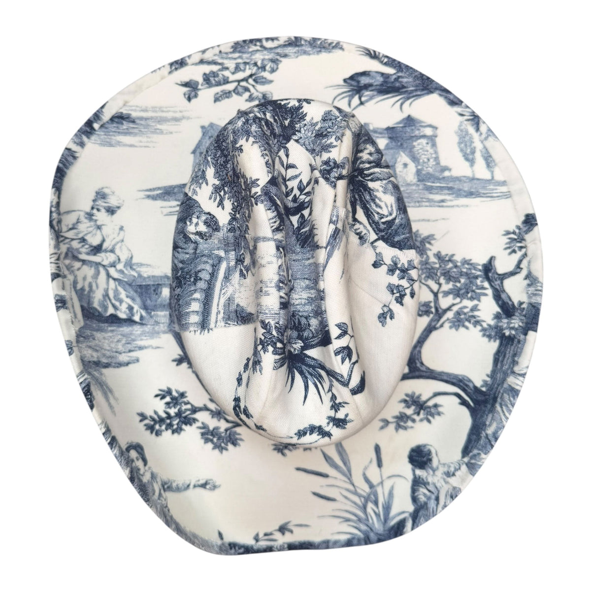 Lele Sadoughi HATS INDIGO TOILE FABRIC COVERED COWBOY HAT