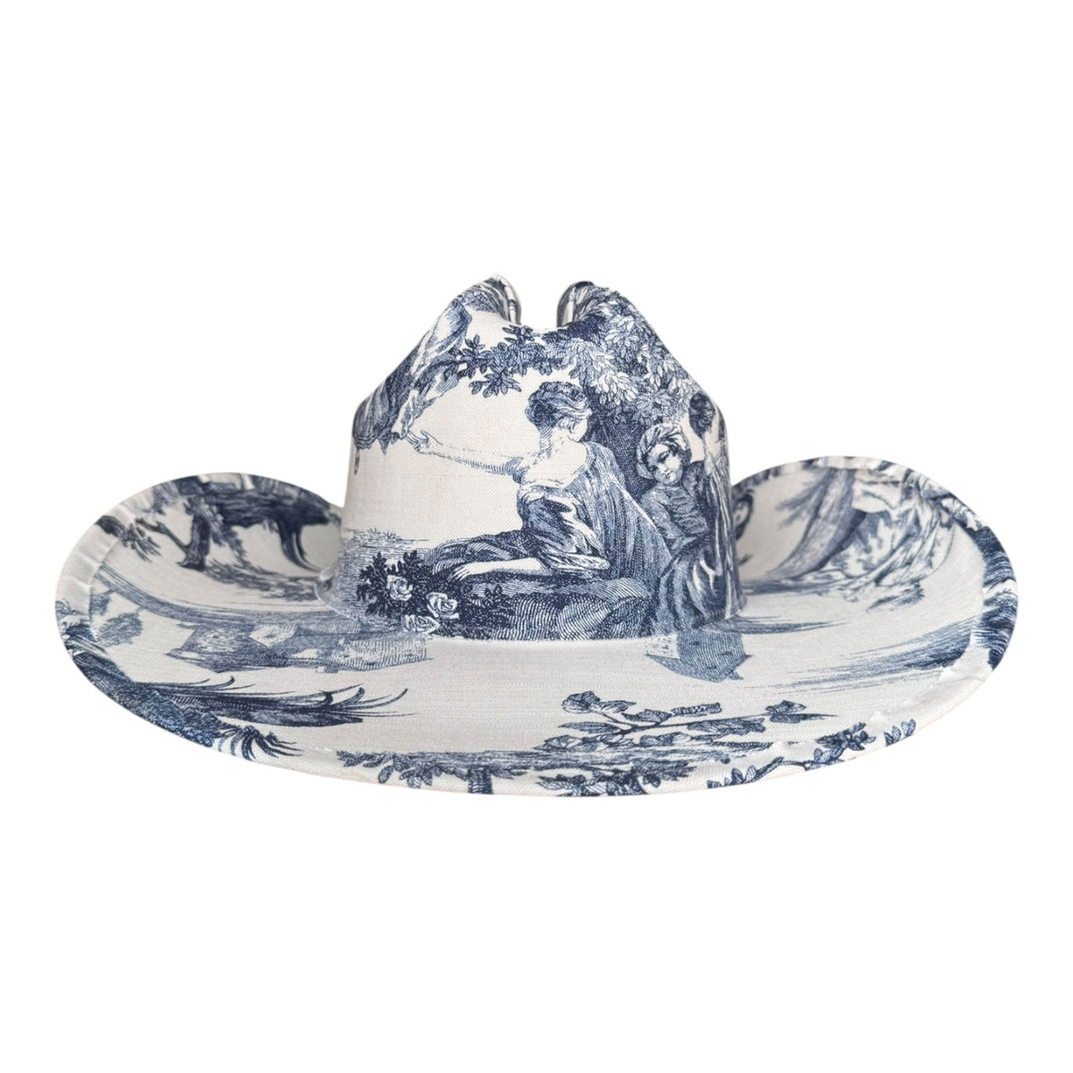 Lele Sadoughi HATS INDIGO TOILE FABRIC COVERED COWBOY HAT