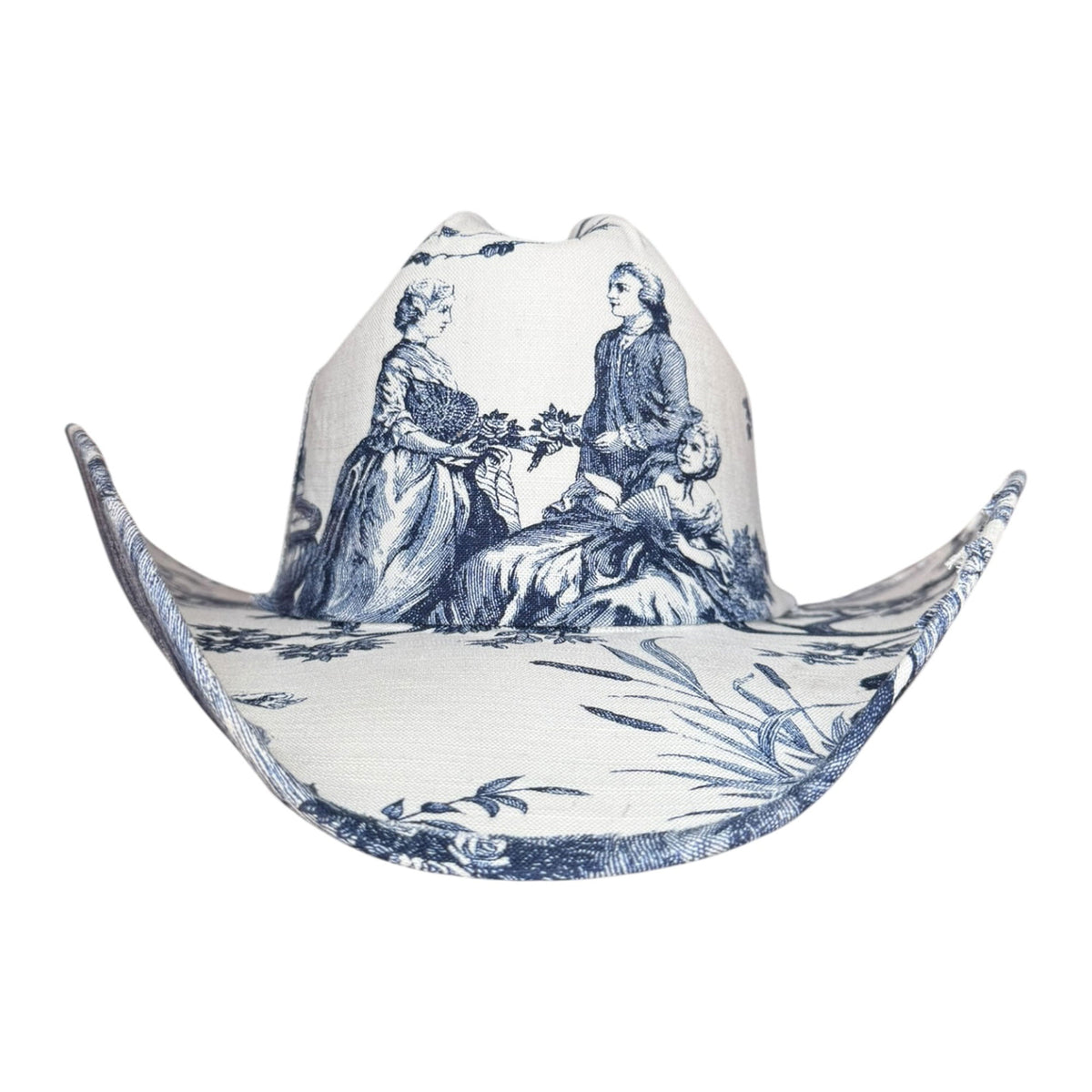 Lele Sadoughi HATS INDIGO TOILE FABRIC COVERED COWBOY HAT