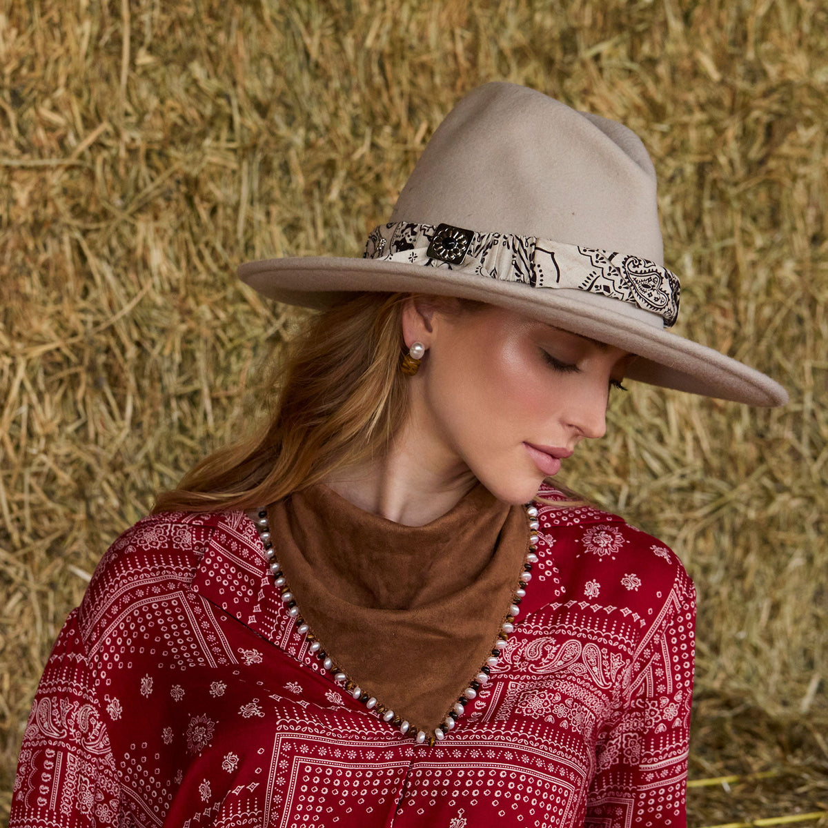 Lele Sadoughi HATS IVORY WOOL COWBOY HAT