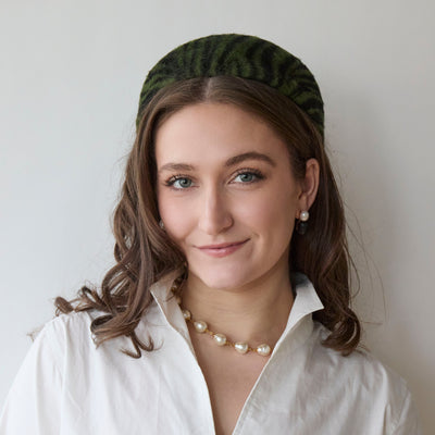 Lele Sadoughi HATS JET EMERALD ZEBRA WOOL FELT PILLBOX HAT