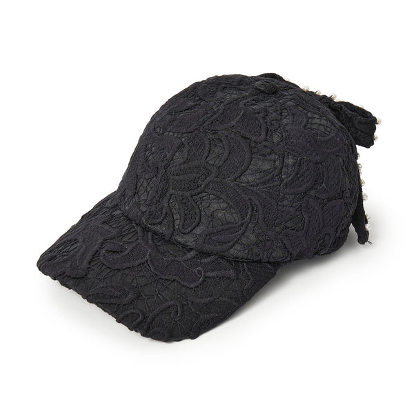 JET LACE BOW EMBELLISHED BASEBALL CAP - 帽子