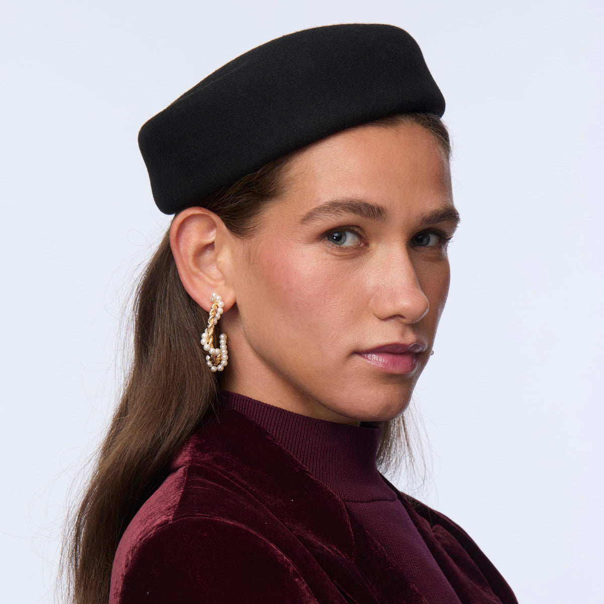 Lele Sadoughi HATS JET WOOL FELT PILLBOX HAT