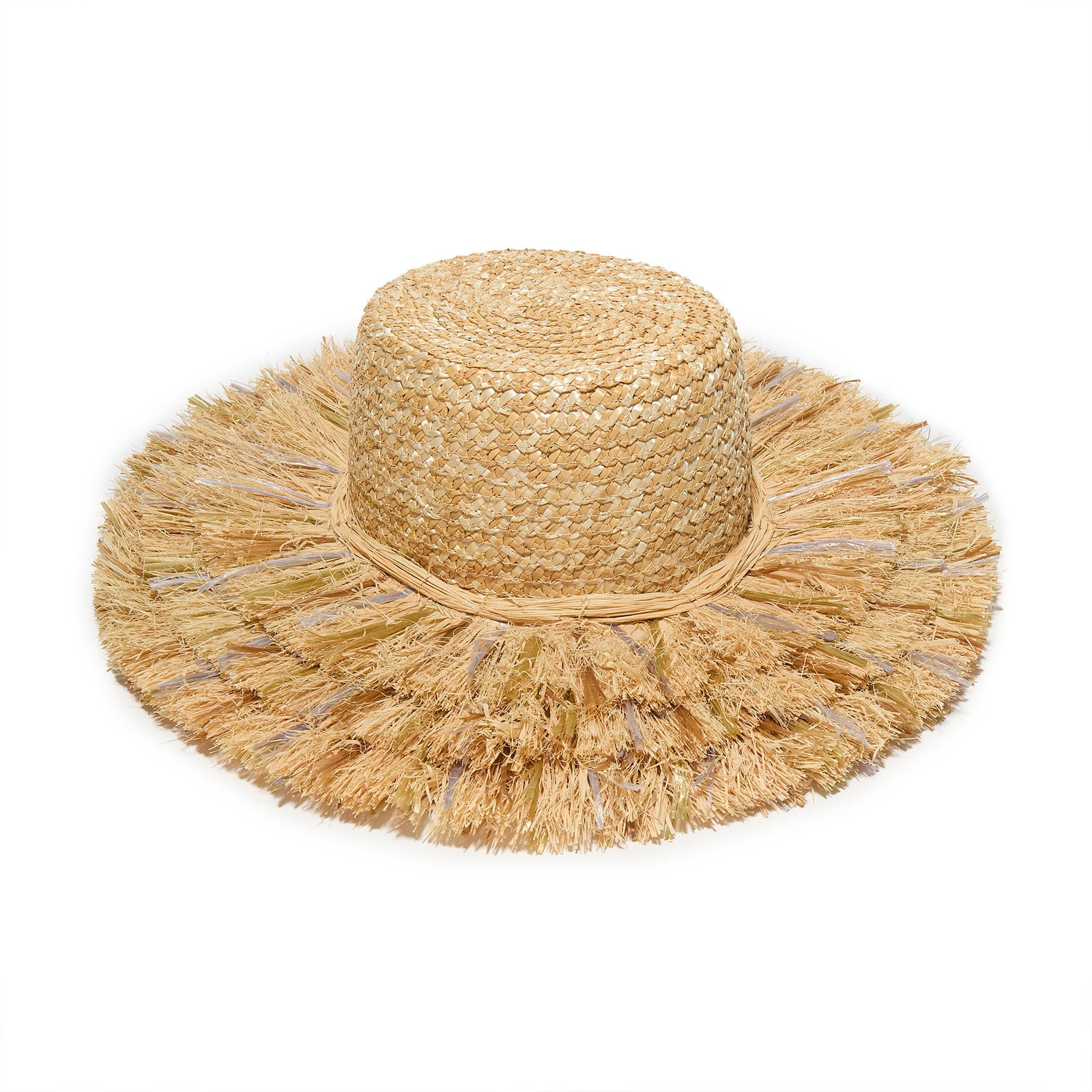 Lele Sadoughi HATS METALLIC FRINGE STRAW HAT