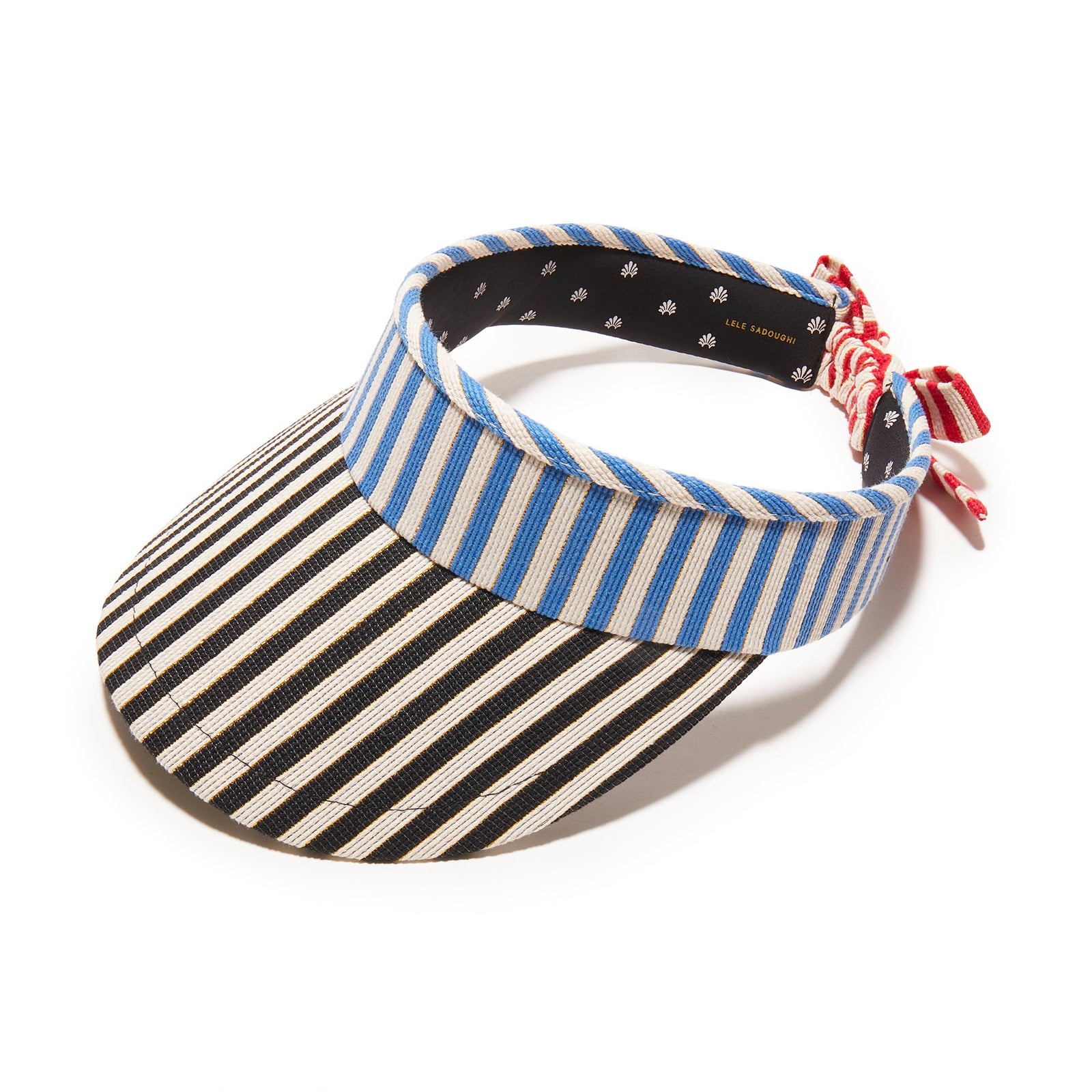 Lele Sadoughi HATS MULTI STRIPE BOW TIE VISOR
