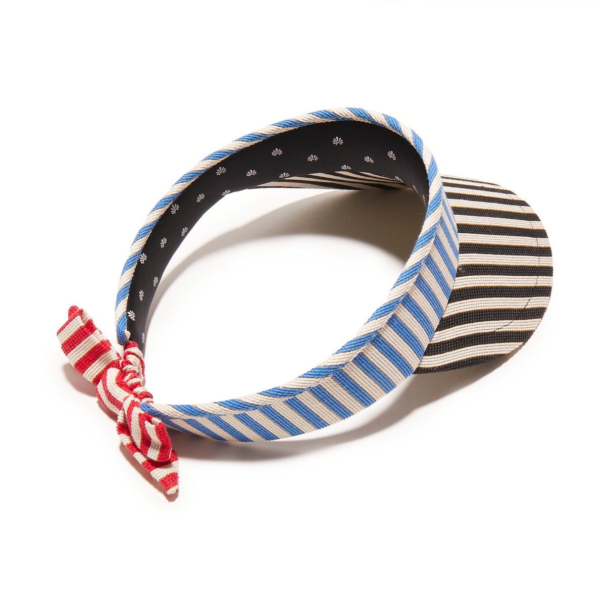 Lele Sadoughi HATS MULTI STRIPE BOW TIE VISOR