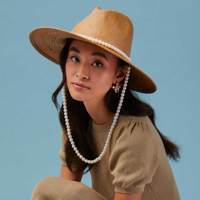 Lele Sadoughi HATS NATURAL PEARL STRAND STRAW HAT