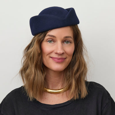Lele Sadoughi HATS NAVY CONTOURED PILLBOX HAT