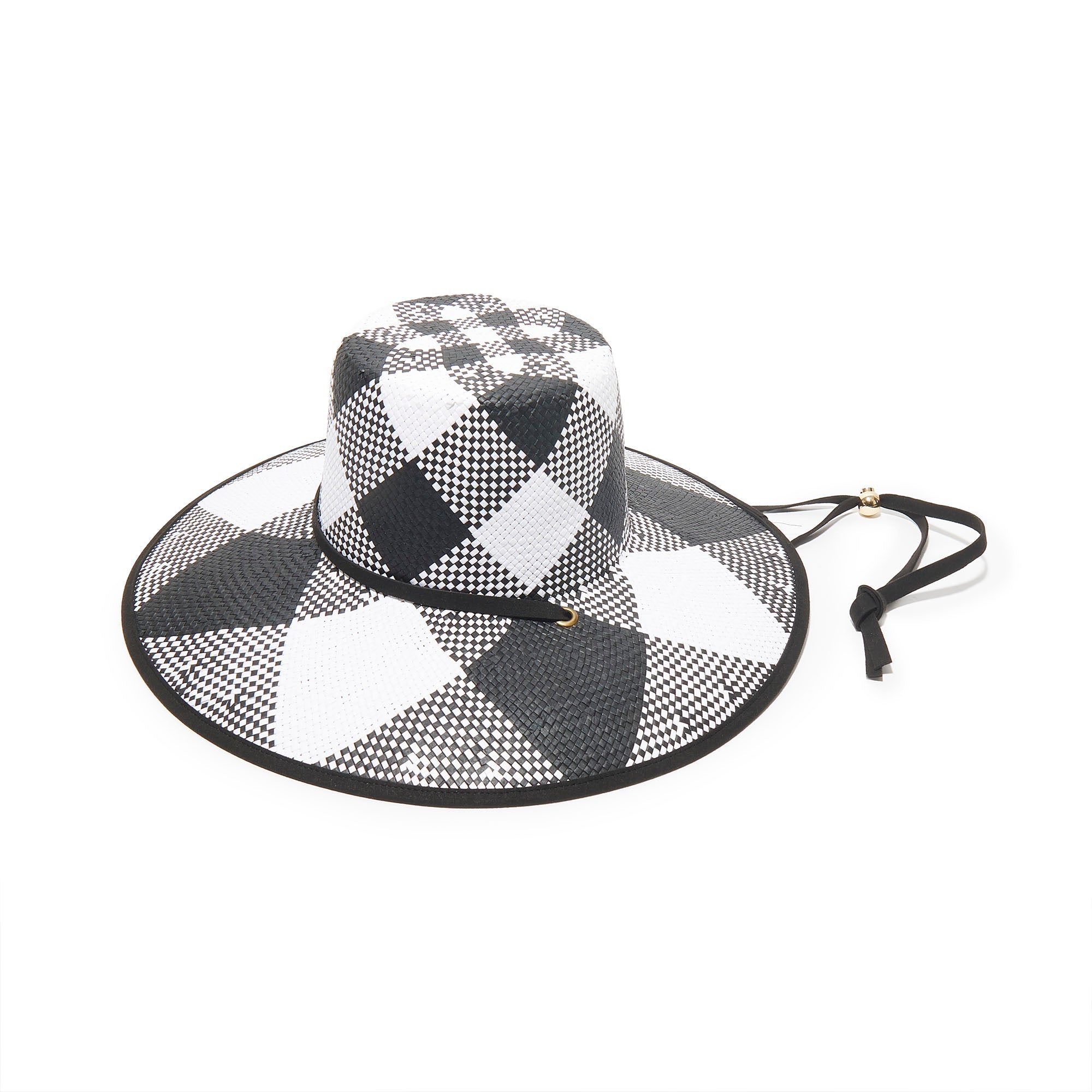 Lele Sadoughi HATS ONE SIZE JET IVORY BRIELLE CHECKERED STRAW HAT