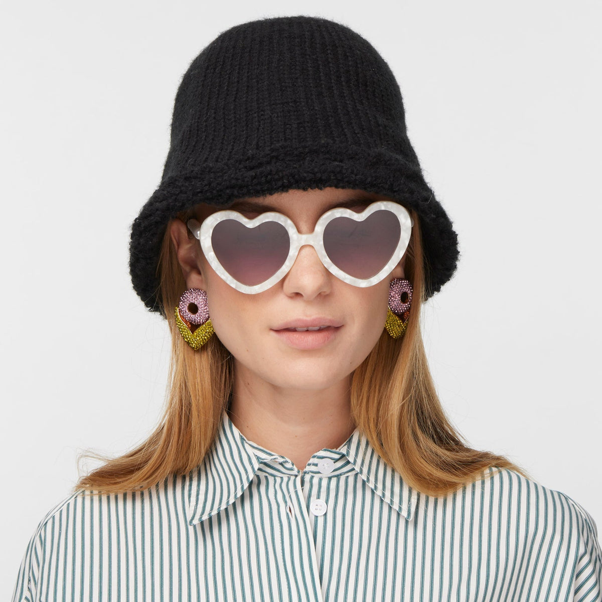 Lele Sadoughi HATS ONE SIZE JET KNIT BUCKET HAT