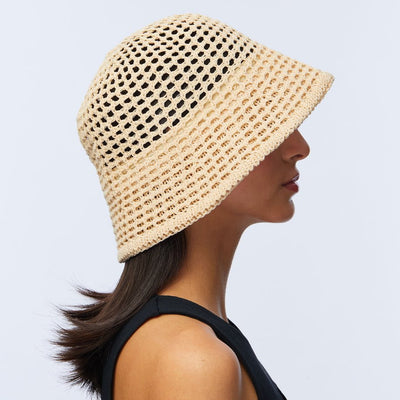 Lele Sadoughi HATS ONE SIZE NATURAL OPEN WEAVE BUCKET HAT