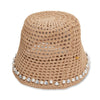 Lele Sadoughi HATS ONE SIZE NATURAL OPEN WEAVE EMBELLISHED BUCKET HAT
