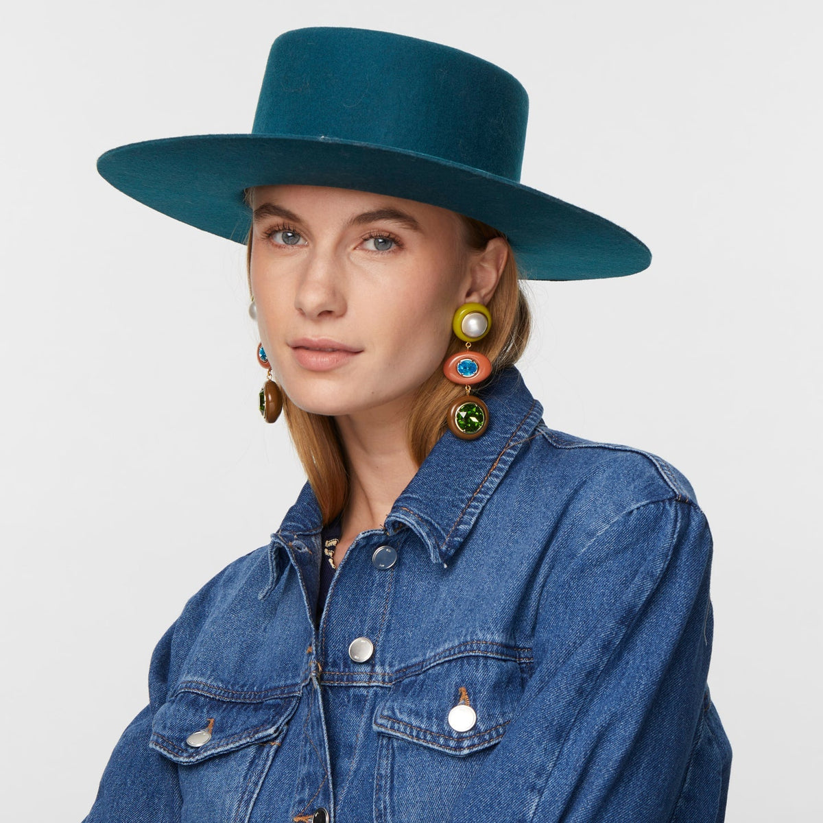 Lele Sadoughi HATS ONE SIZE TEAL MICHELLE WOOL HAT