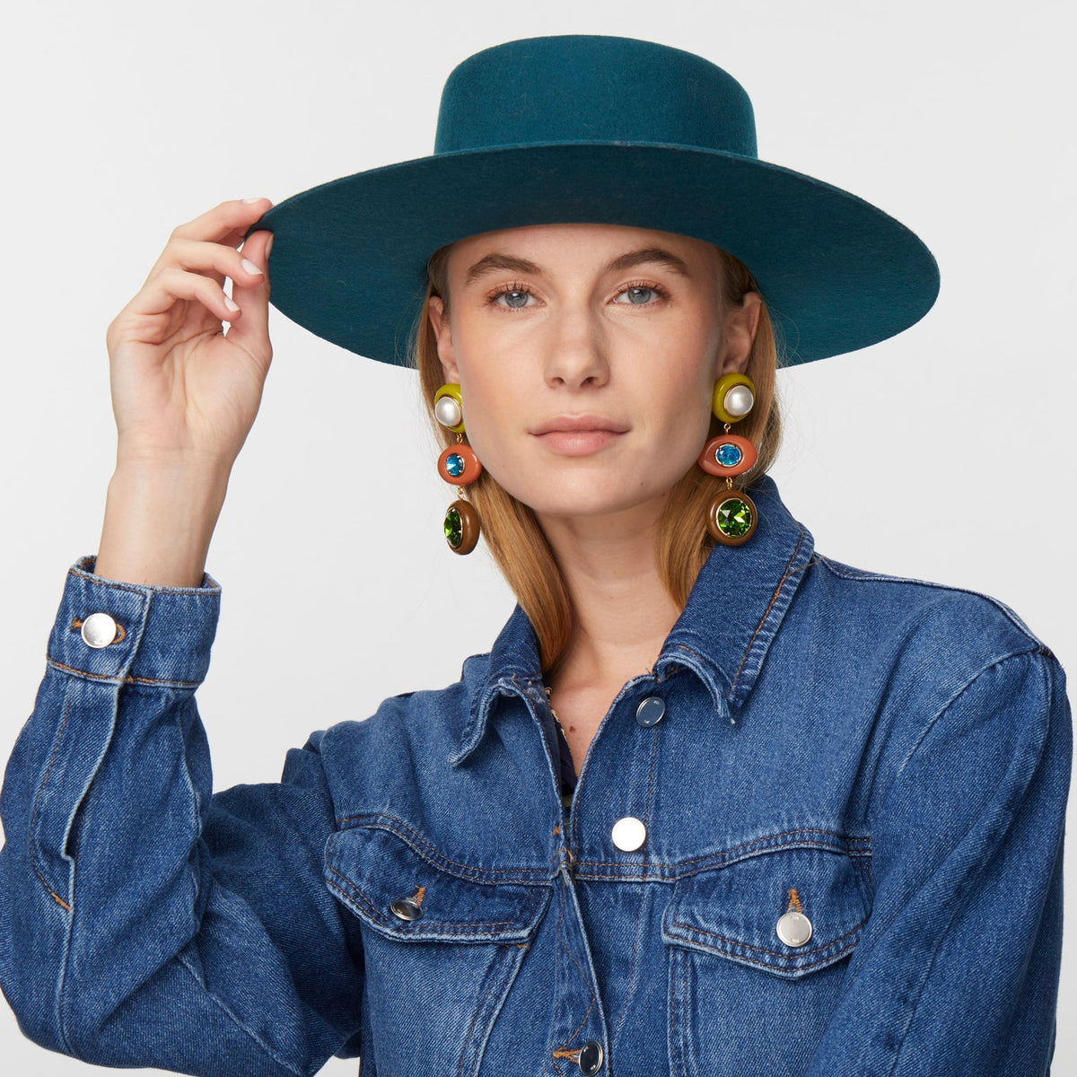 Lele Sadoughi HATS ONE SIZE TEAL MICHELLE WOOL HAT