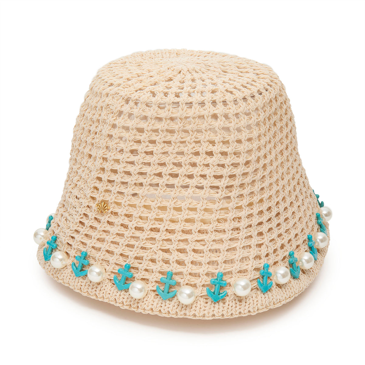 Lele Sadoughi HATS ONE SIZE TURQUOISE IVORY  MAYA PEARL ANCHOR BUCKET HAT
