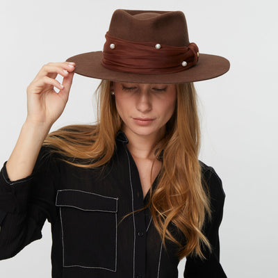 Lele Sadoughi HATS ONE SIZE WALNUT FARRAH WOOL RANCHER HAT