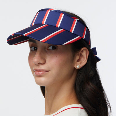 Lele Sadoughi HATS PATRIOTIC STRIPE STRIPED COTTON BOW TIE VISOR
