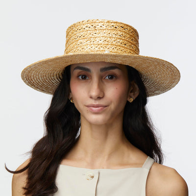LELE SADOUGHI HATS NATURAL PEARL POMS STRAW HAT