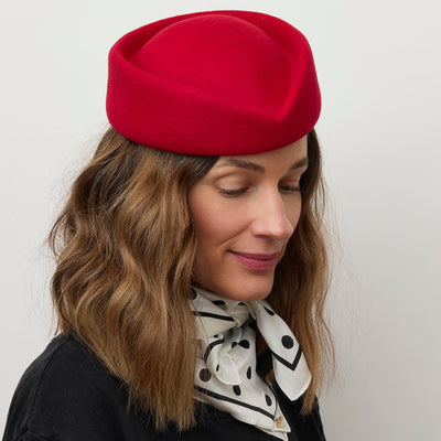 Lele Sadoughi HATS RED TAPERED PILLBOX HAT