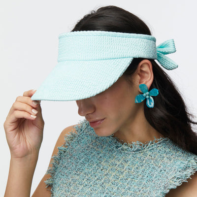 LELE SADOUGHI HATS SEA BLUE SWIMMER BOW TIE VISOR