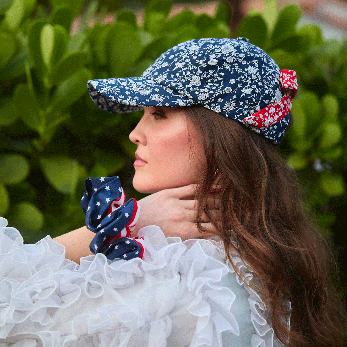 Lele Sadoughi HATS SUMMER BLOOMS AMERICANA LIBERTY BASEBALL CAP