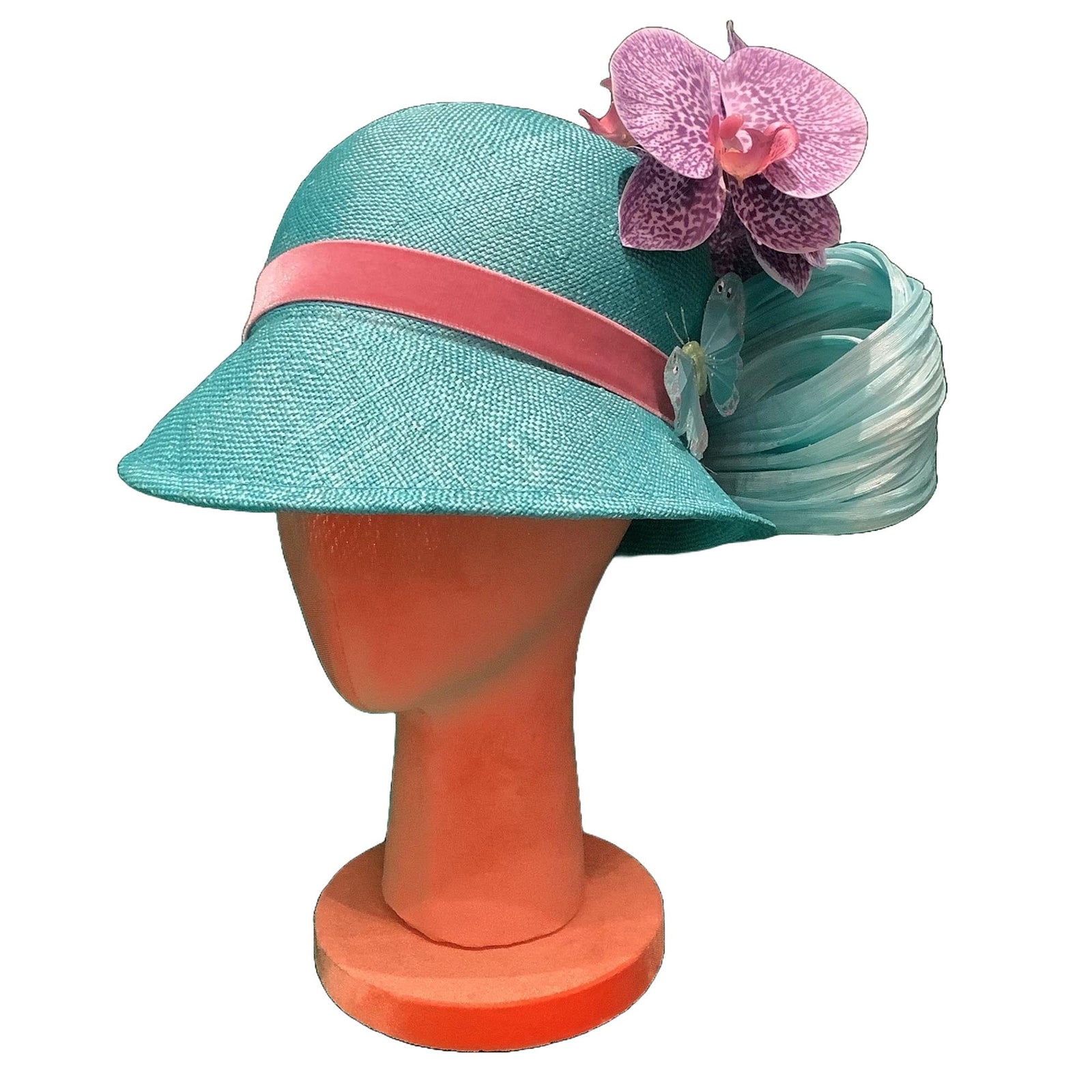 LELE SADOUGHI HATS TURQUOISE ORCHID LELE SADOUGHI x KGB ONE-OF-A-KIND HAT