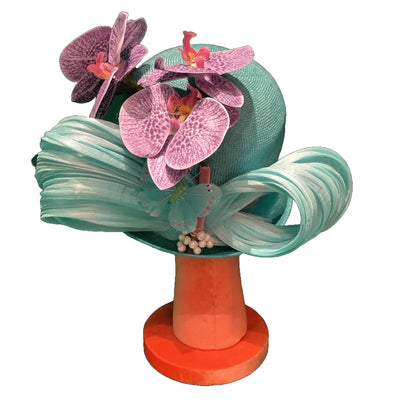 LELE SADOUGHI HATS TURQUOISE ORCHID LELE SADOUGHI x KGB ONE-OF-A-KIND HAT