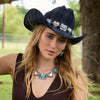 Lele Sadoughi HATS TURQUOISE RUFFLE HEART STONE CONCHO HAT BAND