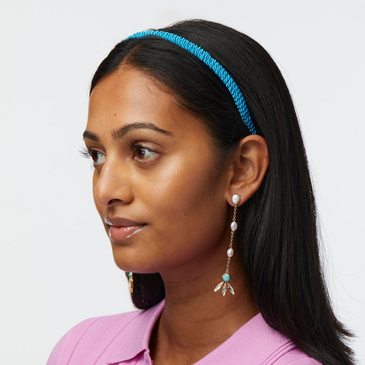 LELE SADOUGHI HEADBAND AZURE ISLA CORDING HEADBAND