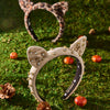 Lele Sadoughi HEADBAND BEIGE ALICE CRYSTAL CAT EAR HEADBAND