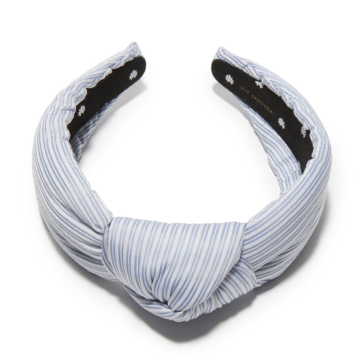 LELE SADOUGHI HEADBAND BLUE MIST SEERSUCKER KNOTTED HEADBAND