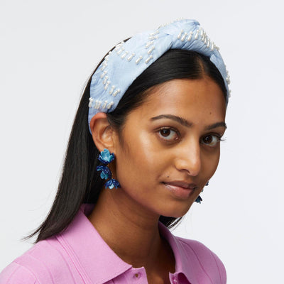 LELE SADOUGHI HEADBAND CLOUDY SKY KNOTTED VENUS EMBELLISHED HEADBAND