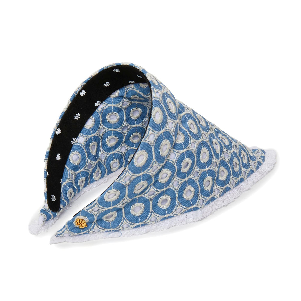 LELE SADOUGHI HEADBAND DENIM EYELET JACKIE HANKERCHIEF HEADBAND