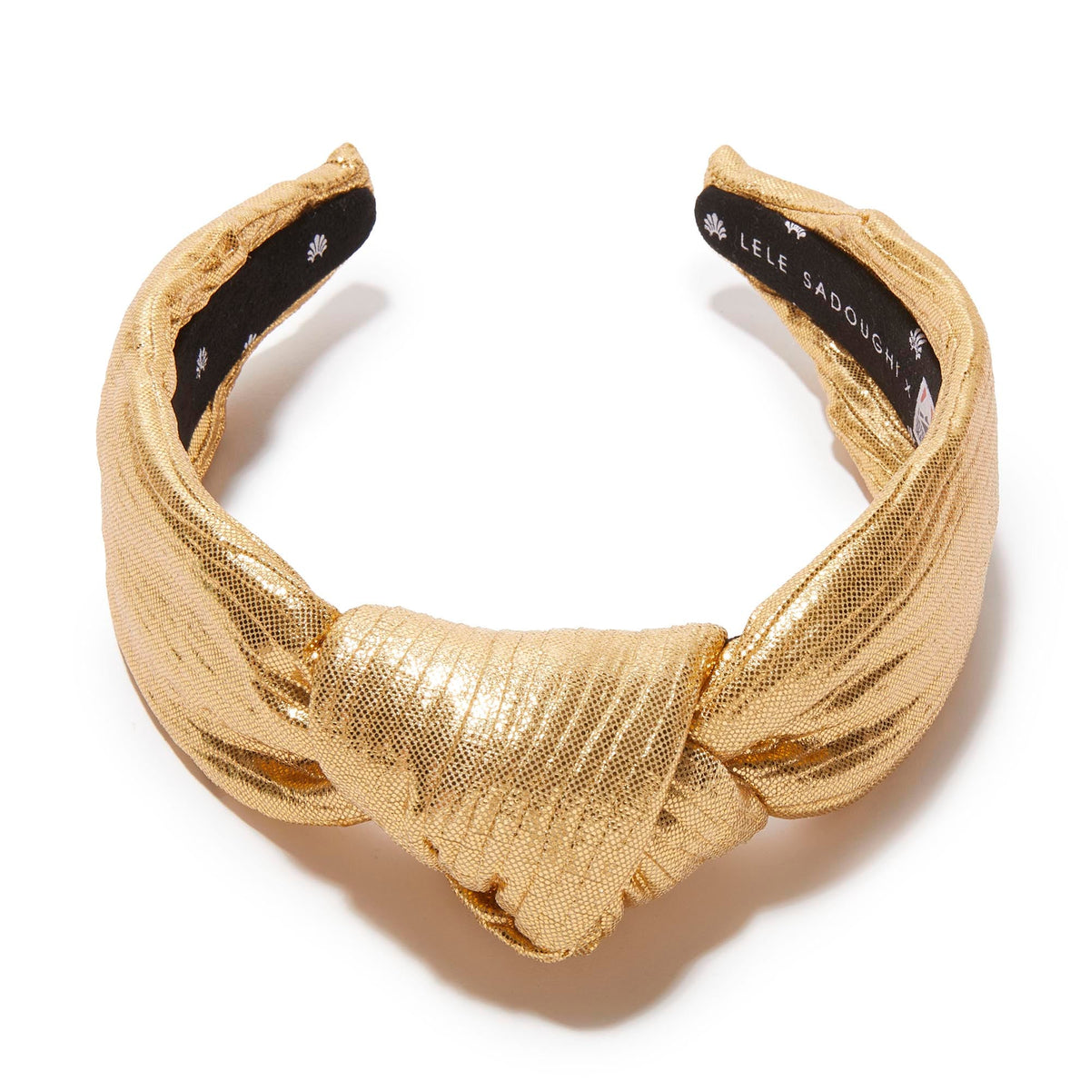 LELE SADOUGHI HEADBAND GOLD MADISON CHOCK KNOTTED HEADBAND
