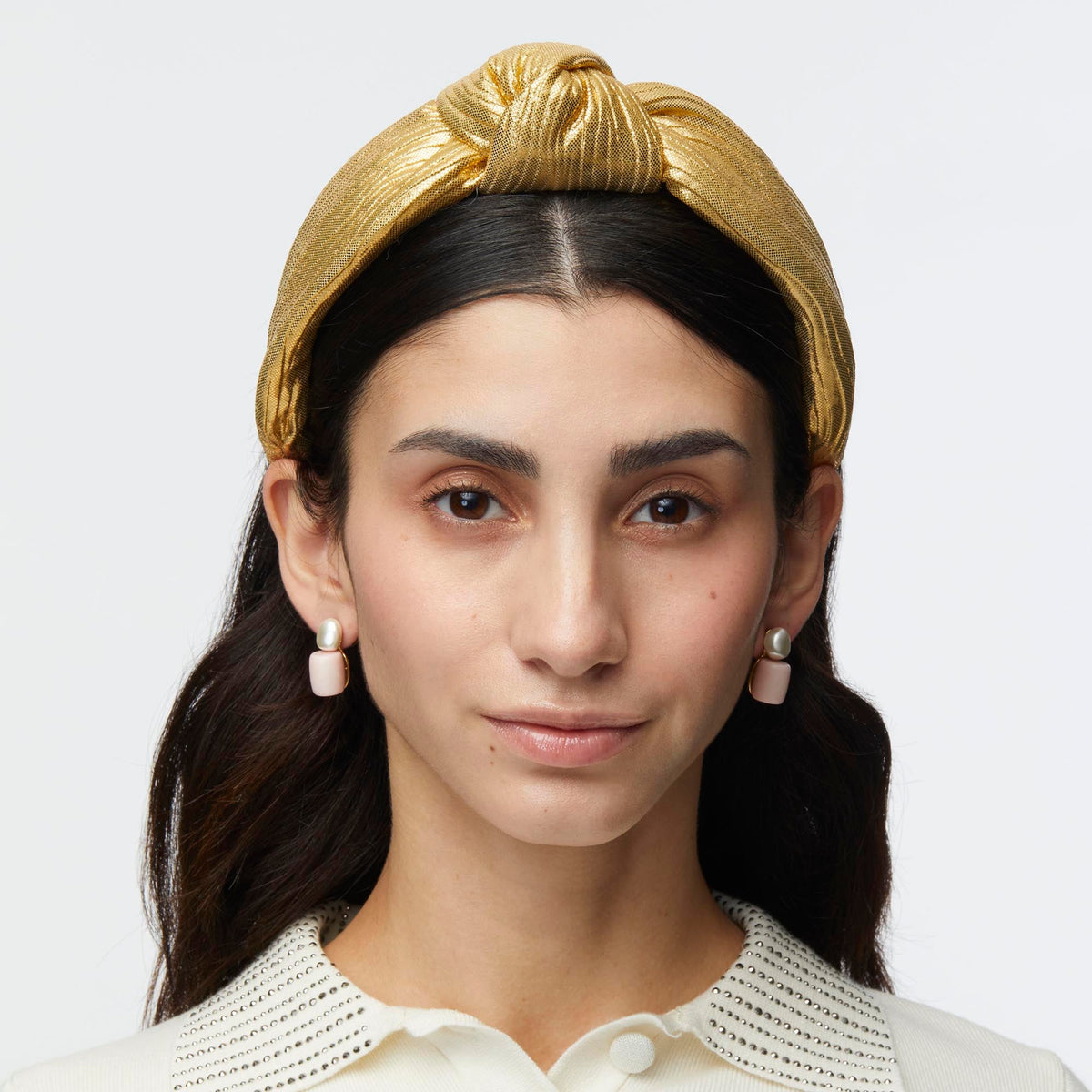 LELE SADOUGHI HEADBAND GOLD MADISON CHOCK KNOTTED HEADBAND