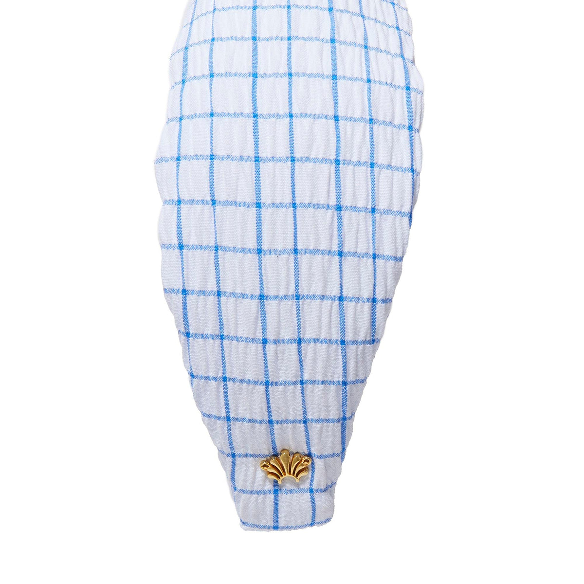 LELE SADOUGHI HEADBAND IVORY AZURE KNOTTED SEERSUCKER HEADBAND