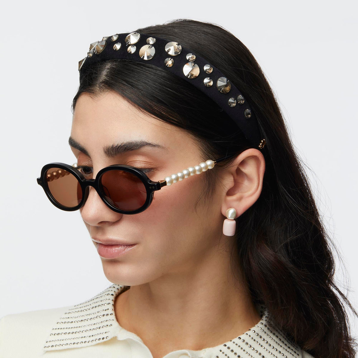 LELE SADOUGHI HEADBAND JET CHARLOTTE PAVE EMBELLISHED HEADBAND