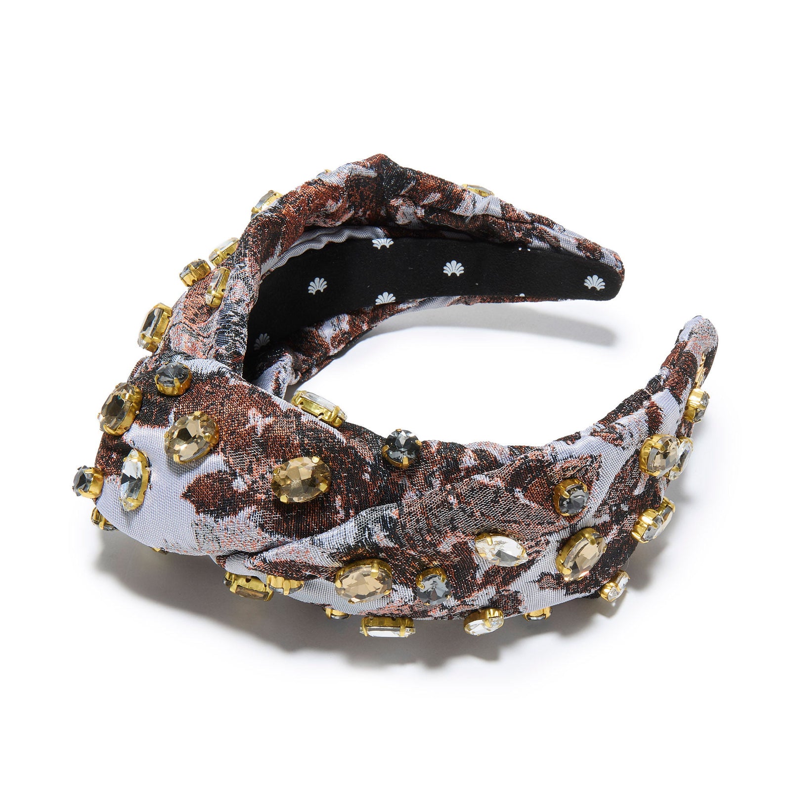 Lele Sadoughi HEADBAND ONE SIZE EMBER SMOKE GRETA JACQUARD CRYSTAL HEADBAND