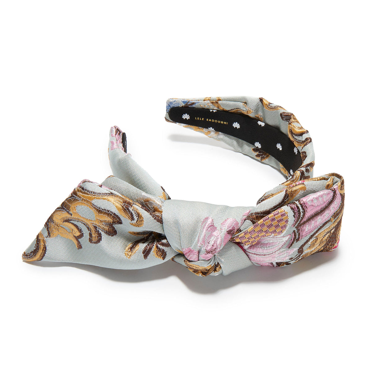 Lele Sadoughi HEADBAND ONE SIZE STONE BLUSH HOLLY FLORAL JACQUARD HEADBAND