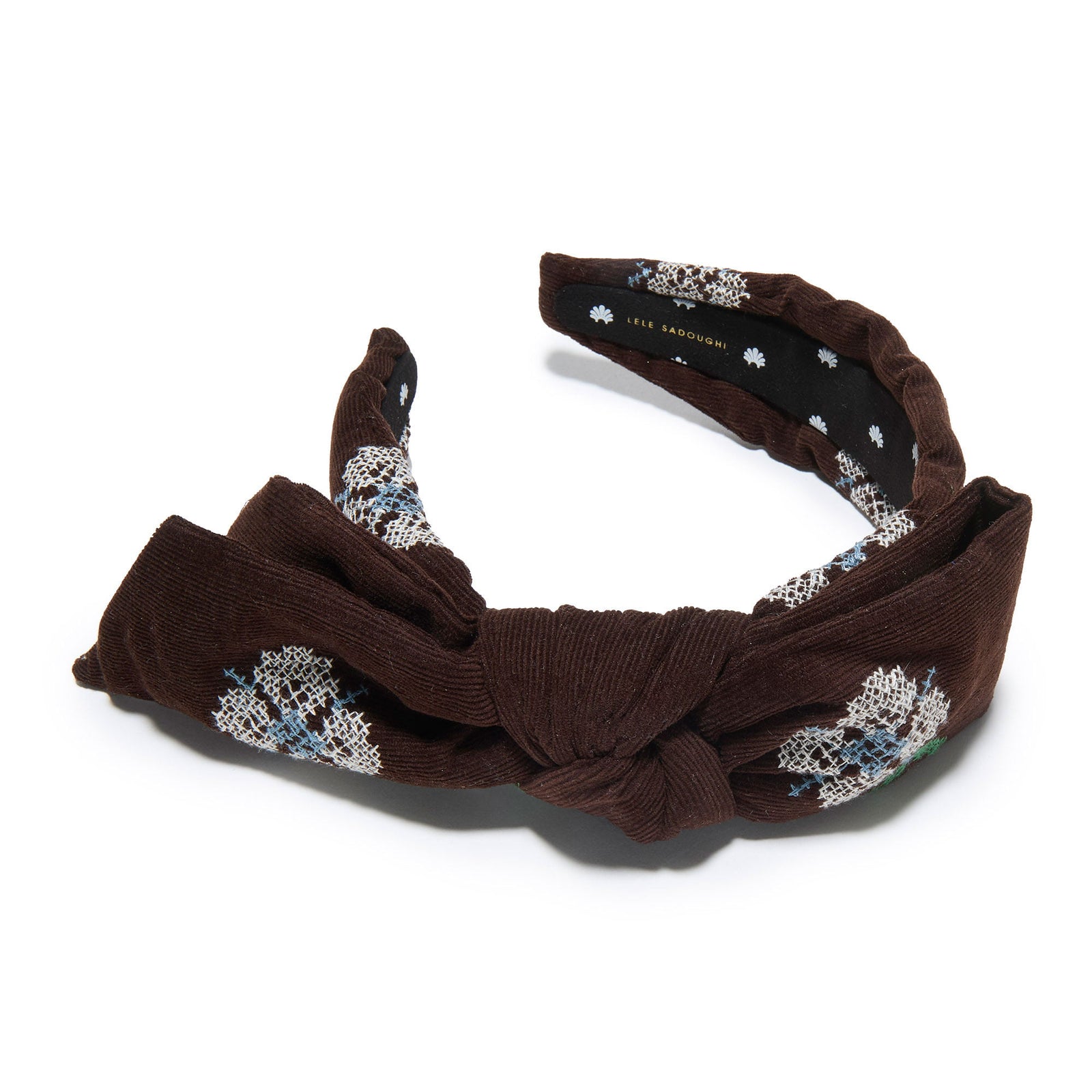 Lele Sadoughi HEADBAND ONE SIZE WALNUT HOLLY CROSS STITCH POPPY HEADBAND
