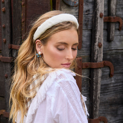 Lele Sadoughi HEADBAND ONE SIZE WINTER WHITE CHARLOTTE FAUX FUR HEADBAND