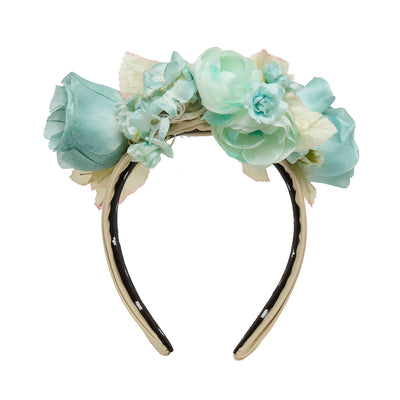 Lele Sadoughi HEADBAND SEAFOAM ROSE FLORAL BOUQUET HEADBAND